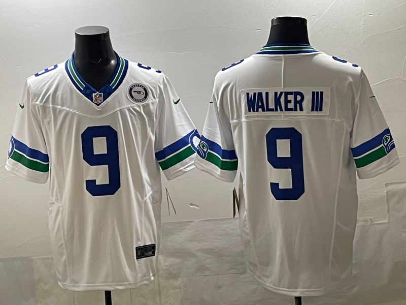 Men 2025 Seattle Seahawks #9 Walker iii White retro Three generations Nike Limited NFL Jersey style 2->seattle seahawks->NFL Jersey